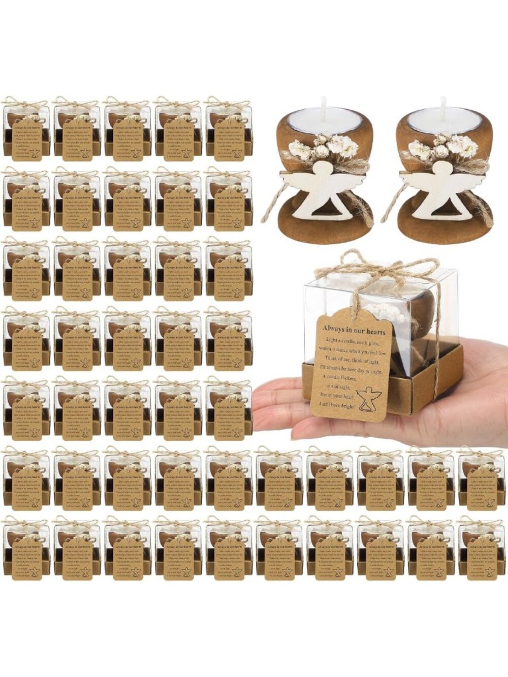 48 Set Memorial Candles & Holders - Elegant Keepsakes for Remembrance & Tributes